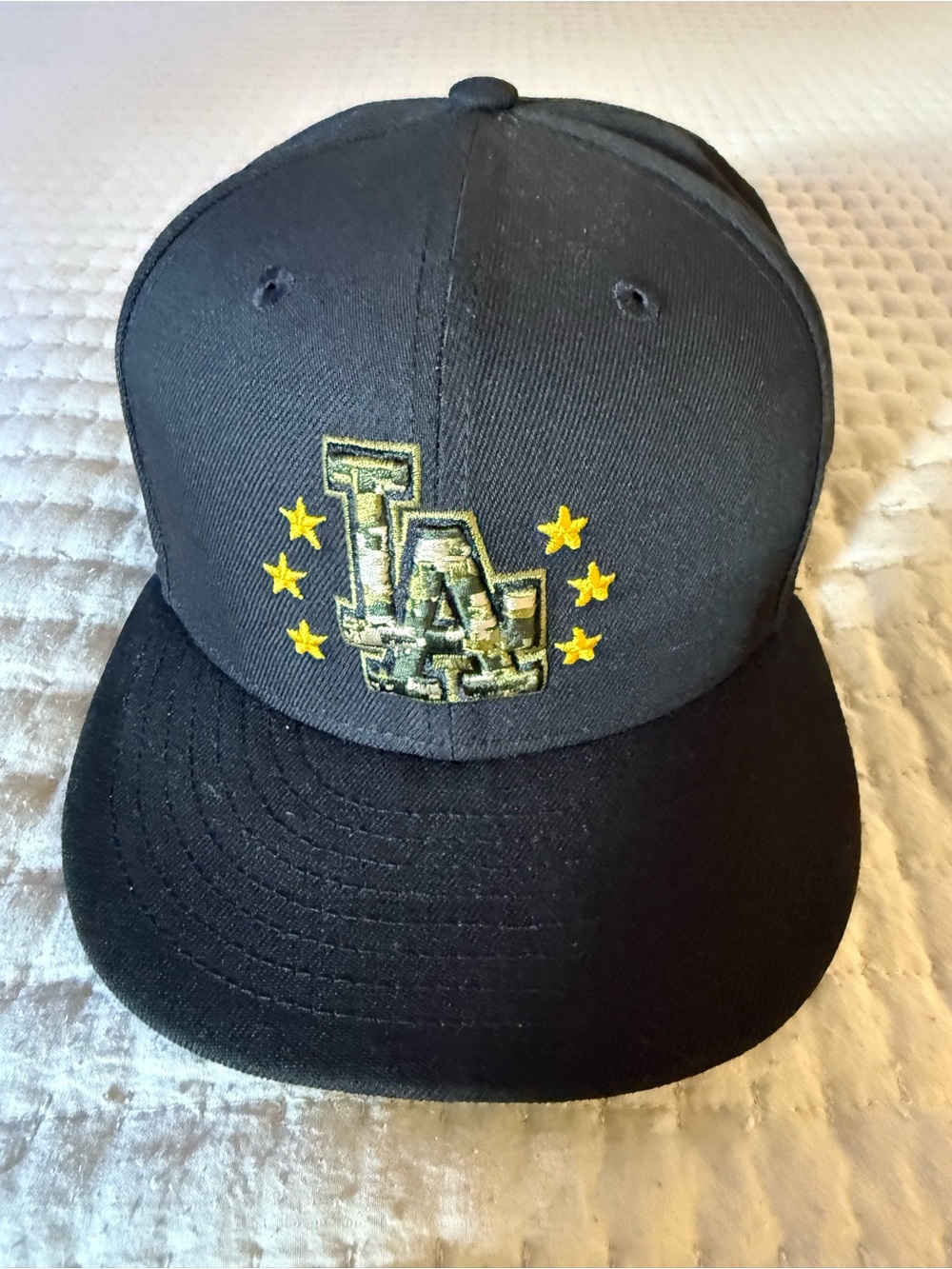 New Era Black and Yellow LA Camo Logo Snapback Hat